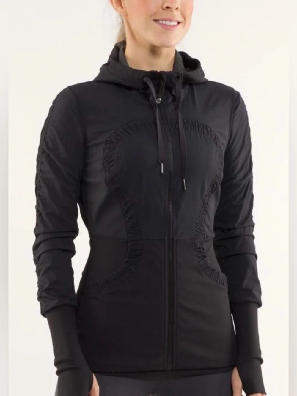 Lululemon Dance Studio Jacket Black Grey Reversible Hoodie Zip Up